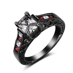 Vintage Square AAAAA Zircon Ring 10kt Black Gold Party Wedding Rings for Women Men Jewelry Gift