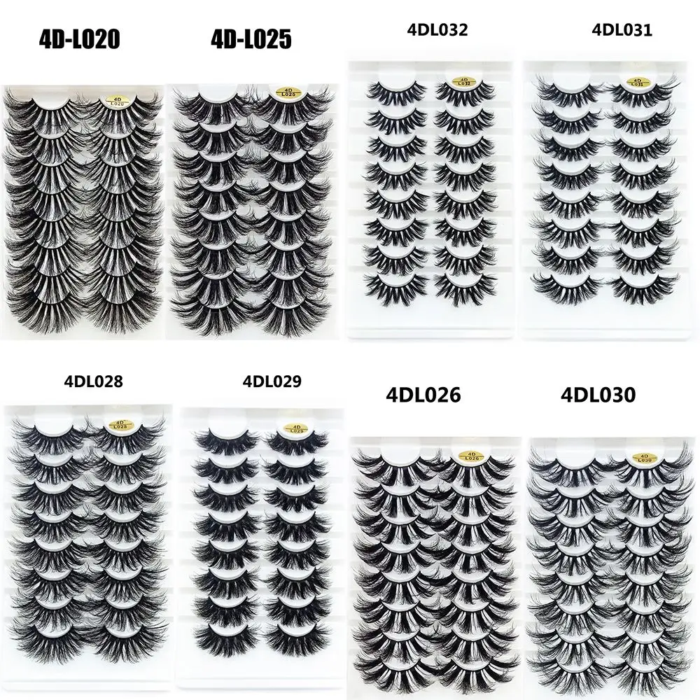 8 Pairs 4D Mink False Eyelashes Eye Lash Extension 25MM Full Volume Thick Wispies Fluffy Long Natural Handmade Eyes Makeup