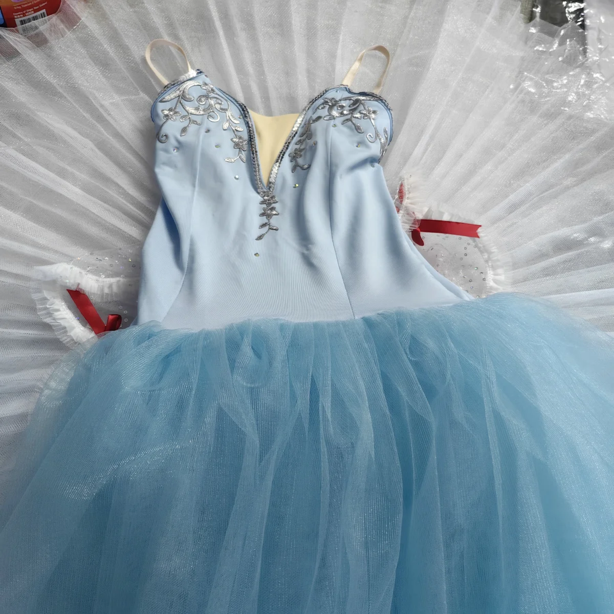 Girls Halloween Ballet Costume Long Tulle Dress Adult Women Swan Lake Dance Ballerina Dress Sky Blue Ballet Dress