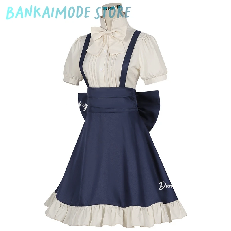 Мари Косплей Костюм Парик Аниме Magic Maker Girls Party Con Event Милая синяя юбка Рубашка Головные уборы Галстук-бабочка Комплект носков