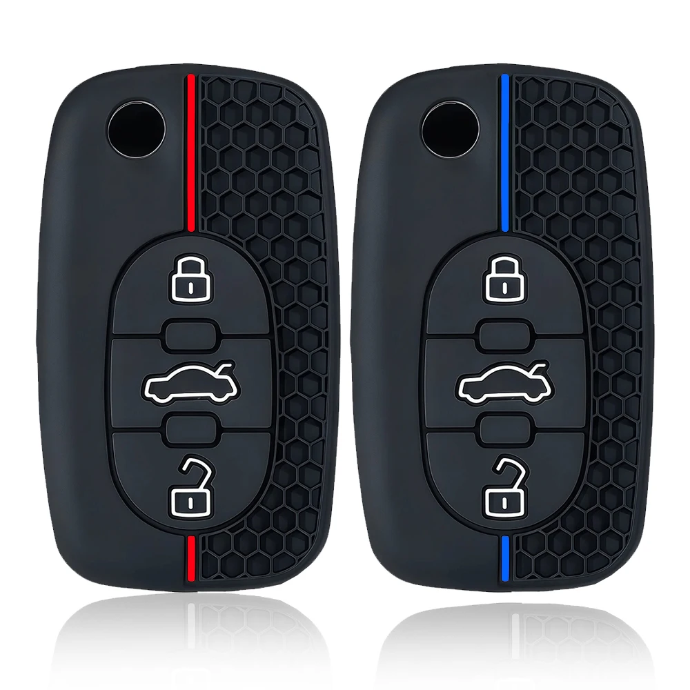 

Silicone Keychain For Audi A1 B6 A6 C5 A4 B5 TT 8N A2 A3 Cover Organizer Key Shell Car Key Case Folding Remote Holder