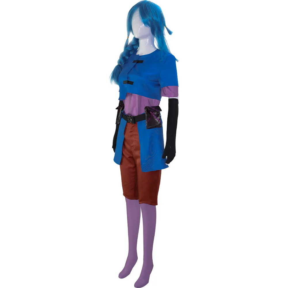 أزياء الهالوين League of Legends Arcane Jinx التأثيرية أو شعر مستعار