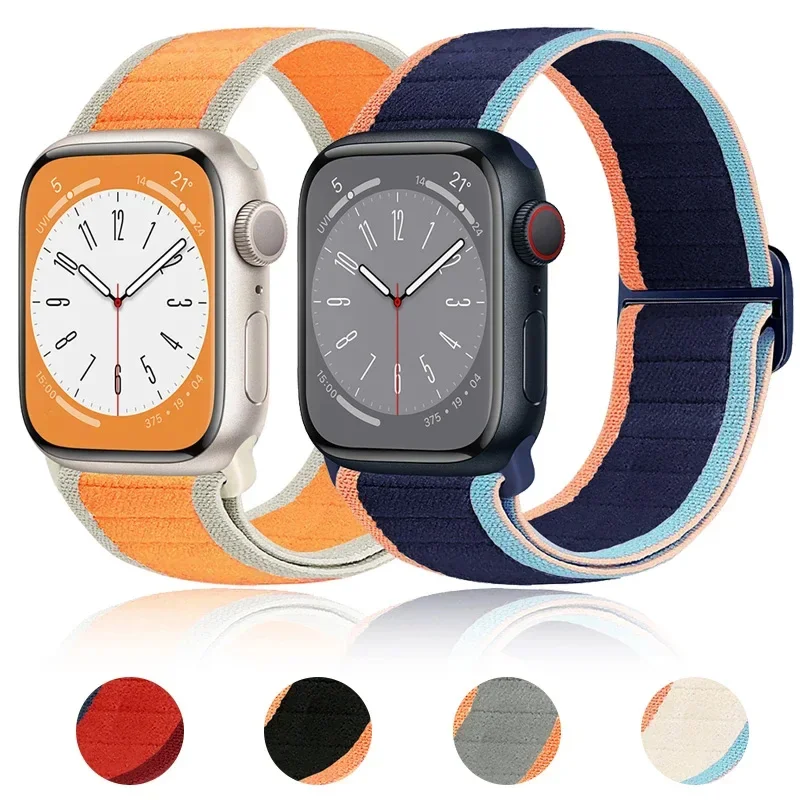 Correa de nailon para Apple watch Ultra band 44mm 40mm 45mm 41mm 42mm 46mm 49mm pulsera elástica iWatch serie 10 9 7 8 se 4 5 6 banda