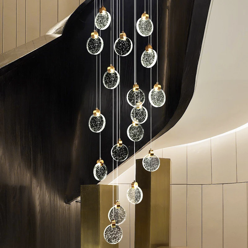 Compound attic crystal chandelier living room dining room stair lamp decoration exhibition hall industrial rope Chandelier