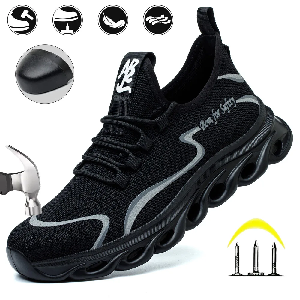 

Men's Safety Shoes Steel tip Anti-smash Breathable Upper Light Soft Sole Construction Industry Four Seasons Men's Work Shoes