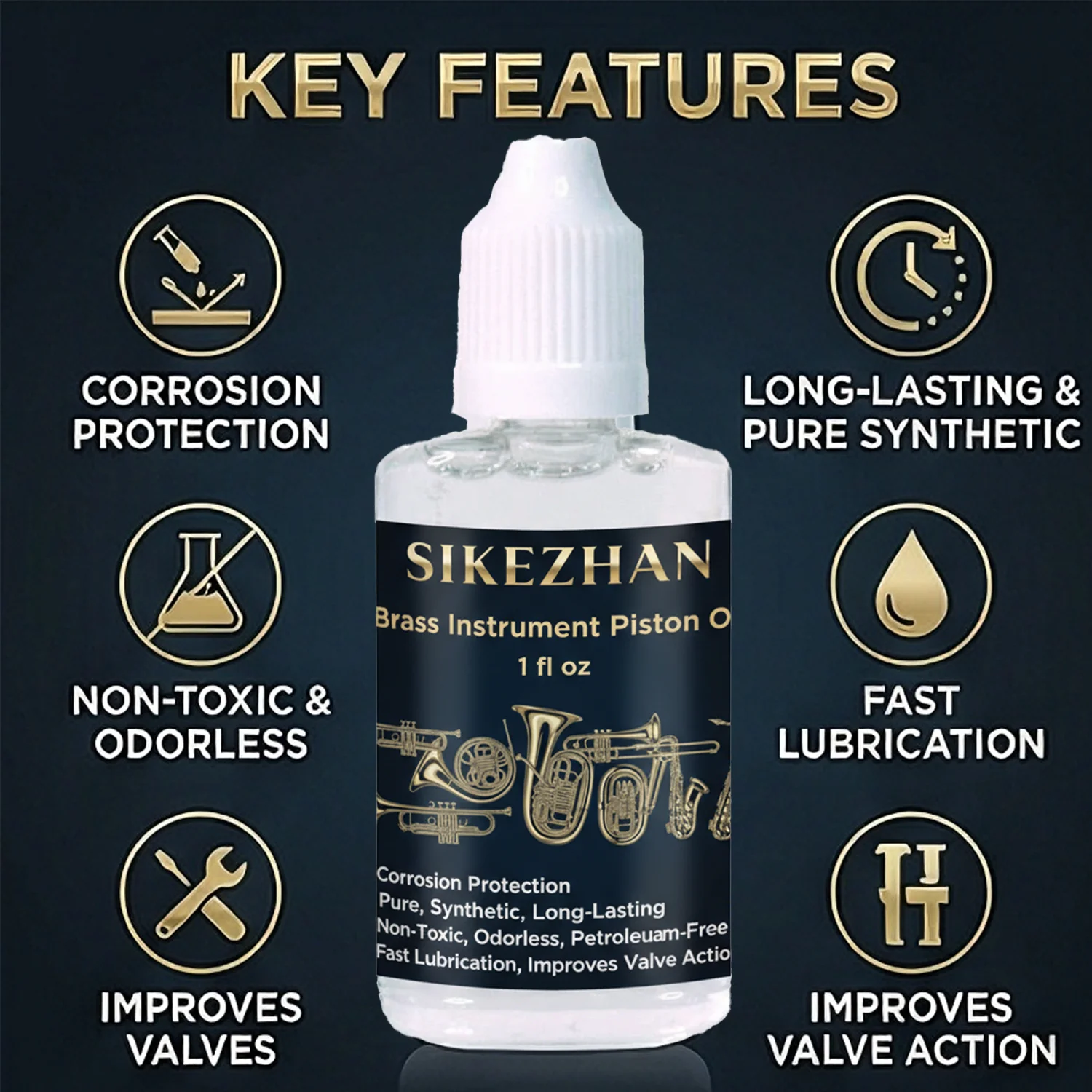 Standard Valve Oil for Student Trumpet,French Horn & Tuba-Odorless,Long Lasting Brass Lubricant & Instrument Care