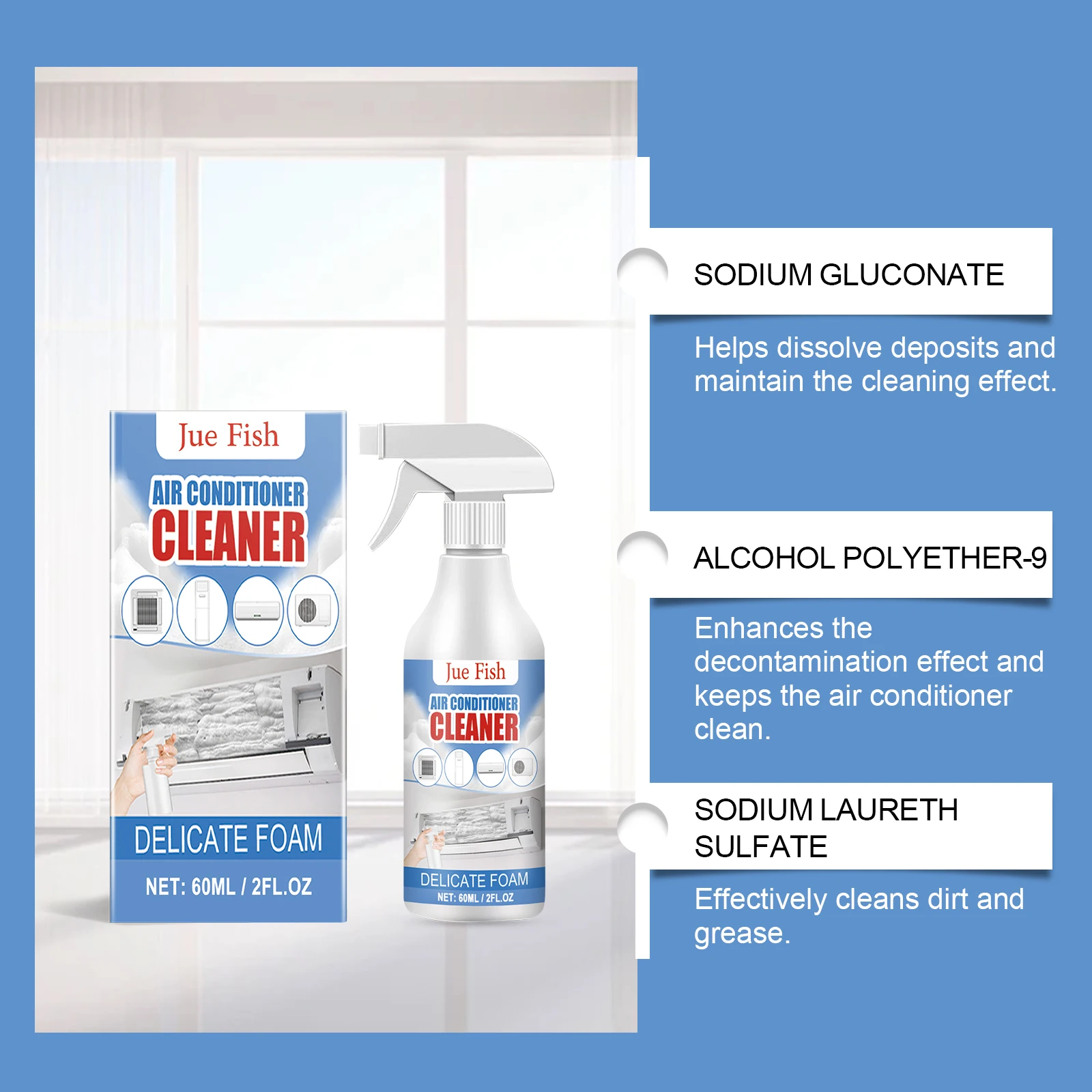 Universal Air Conditioner Cleaner Foam Spray For Split AC Coil Fins Deep Cleaning Deodorizer Odor Eliminator Household Wall Mounted AC Clean Detergent