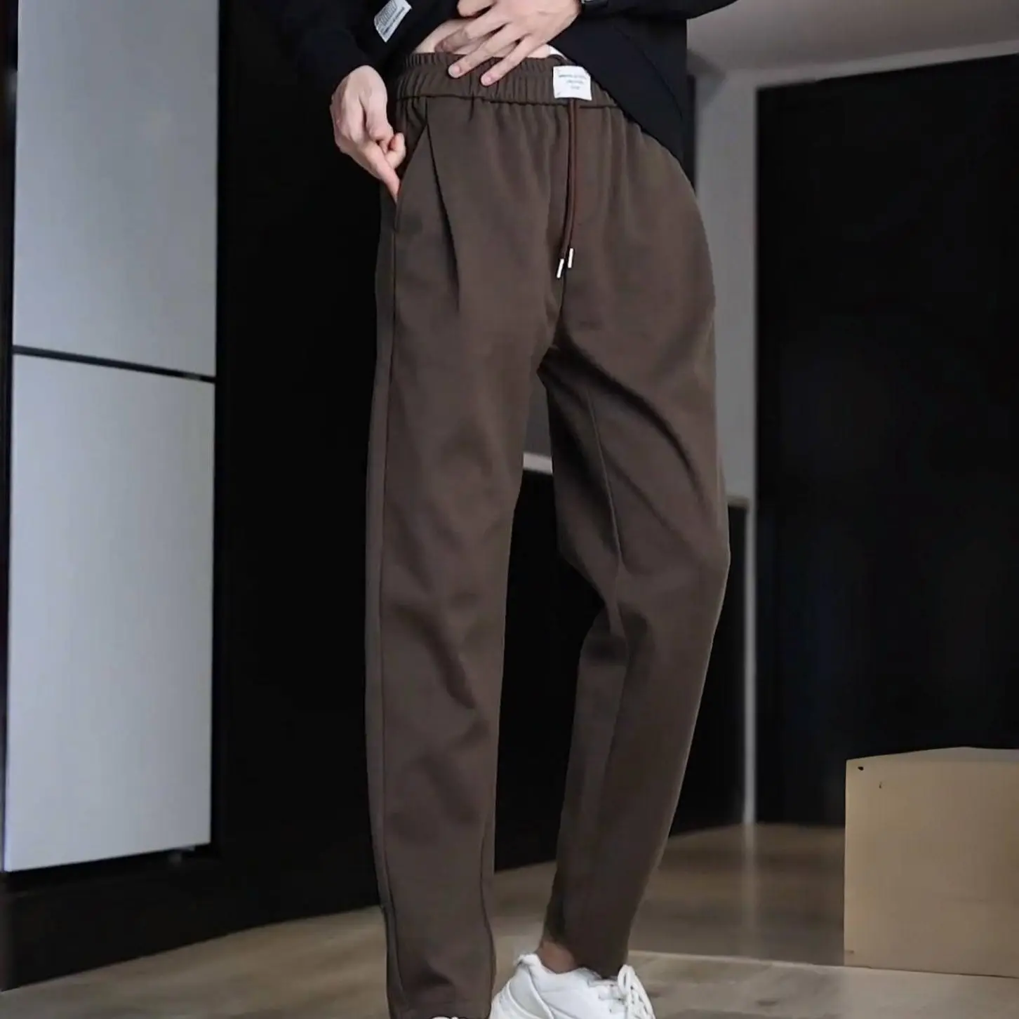 Summer Ice Silk Men's Loose Ruffian Handsome Drape Small Straight Micro-cone Casual Trousers Thin Jogger Running Boys Pants