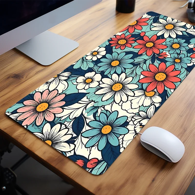 Colorful Floral Pattern Large Gaming Mouse Pad Non-slip Office Accessories for Birthday or Holiday Gifts for Friends