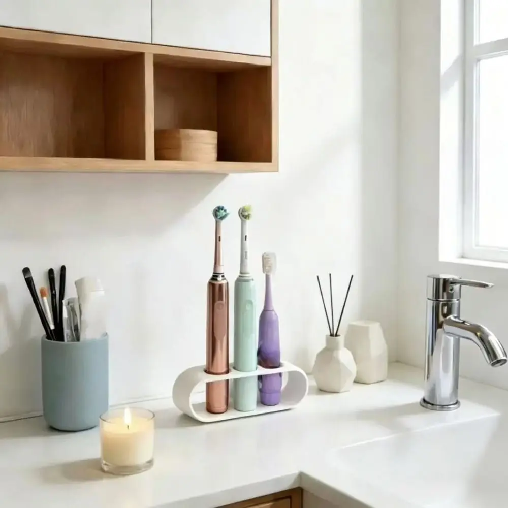 3D Printing Electric Toothbrush Holder Multifunction Creative Bathroom Storage Stand 3 Holes Stable Makeup Brush Storage Shelf