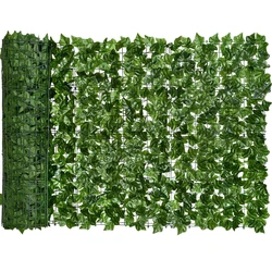 Painel de vedação verde artificial Ivy Hedge com folhas de hera artificial, jardim ao ar livre, tela de vedação varanda, decoração do relvado, 100 cm, 300cm