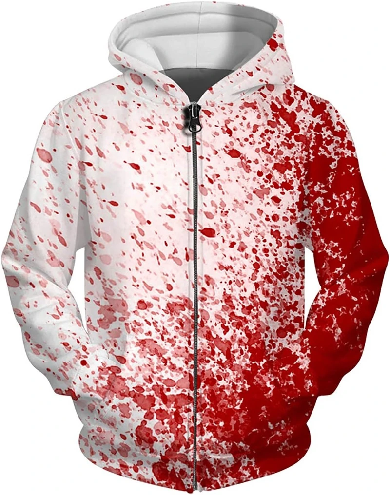 موضة الدموية ثلاثية الأبعاد طباعة سستة هوديس بلوزات الرجال النساء للجنسين مقنعين المتضخم هوديي الاطفال زمم بلوزات رياضية