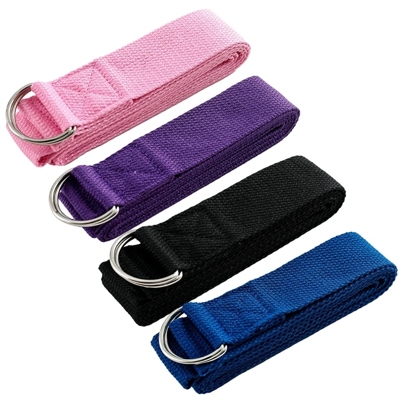 180cm Fitness Yoga Strap Durable Cotton Resistance Band Exercise Straps Adjustable D-ring Belt Buckle Training Waist Leg Pilates