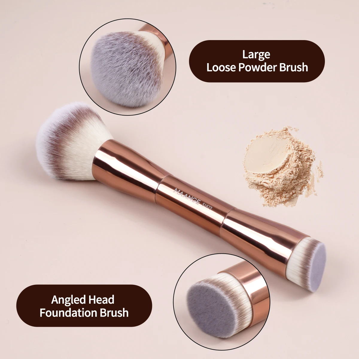 MAANGE 1PCS Foundation Makeup Brush Double Head Concealer Contour Brush for Liquid Soft Dense Hair Facial Cosmetic Makeup Tools