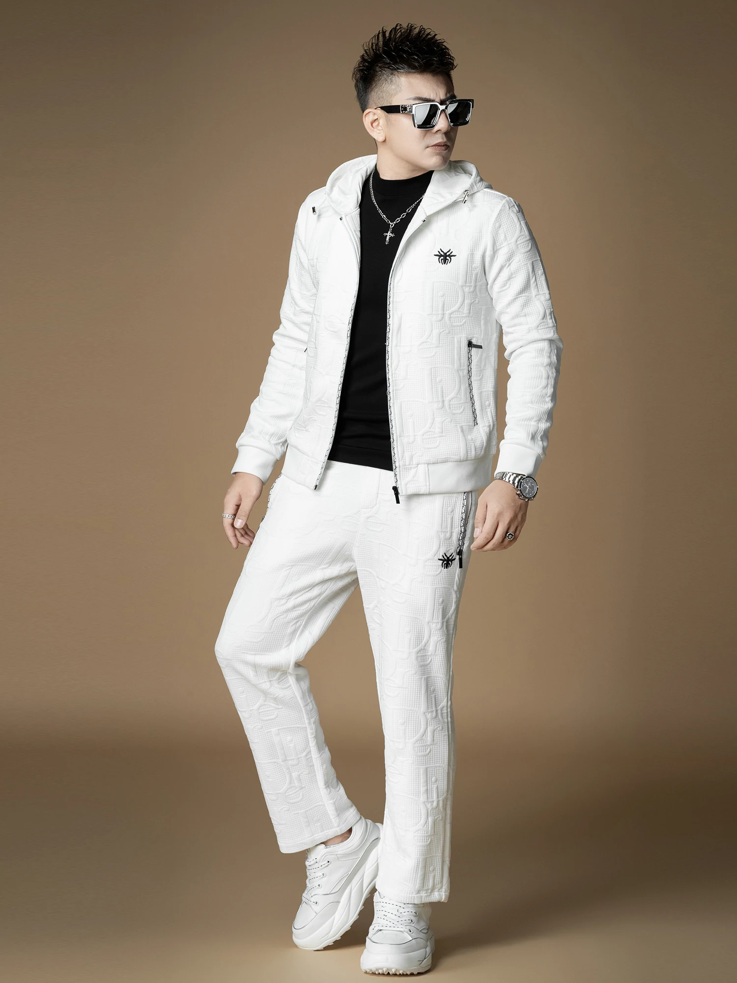 

Мужской повседневный модный комплект Ele: осенне-зимняя новинка, высококачественный брендовый костюм из куртки и брюк для молодых мужчин