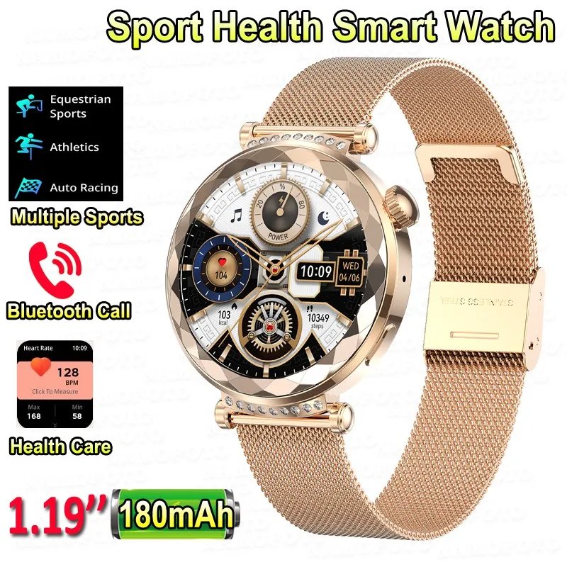 NAMOFOTO Новые 1,19-дюймовые женские роскошные умные часы, женские модные наручные часы с бриллиантами, Bluetooth-наручные часы с вызовом, спортивные умные часы для фитнеса
