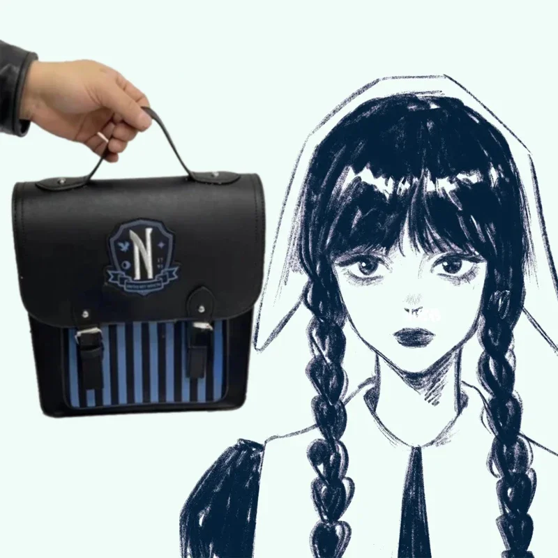 Wednesday Addams Backpack Wednesday Cosplay Bookbag Messenger Bag Schoolgirl Nevermore Gothic College Bags for Kids Fans Gift