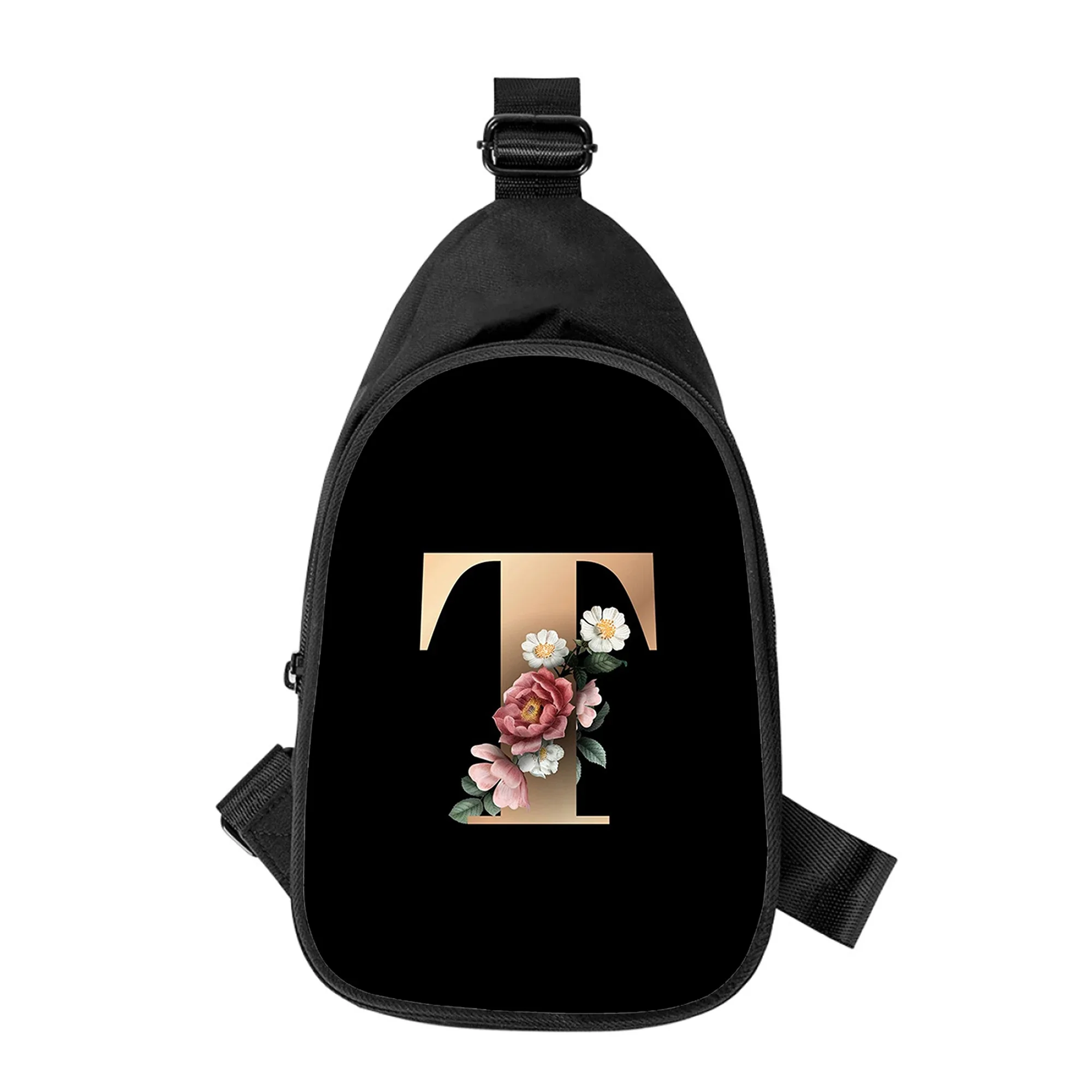 Sac de poitrine à croix pour hommes et femmes, lettre d'art de personnalité, fleur 3D, sac initié en alertes onale, sac de taille d'école pour mari, sac de poitrine masculin, nouveau