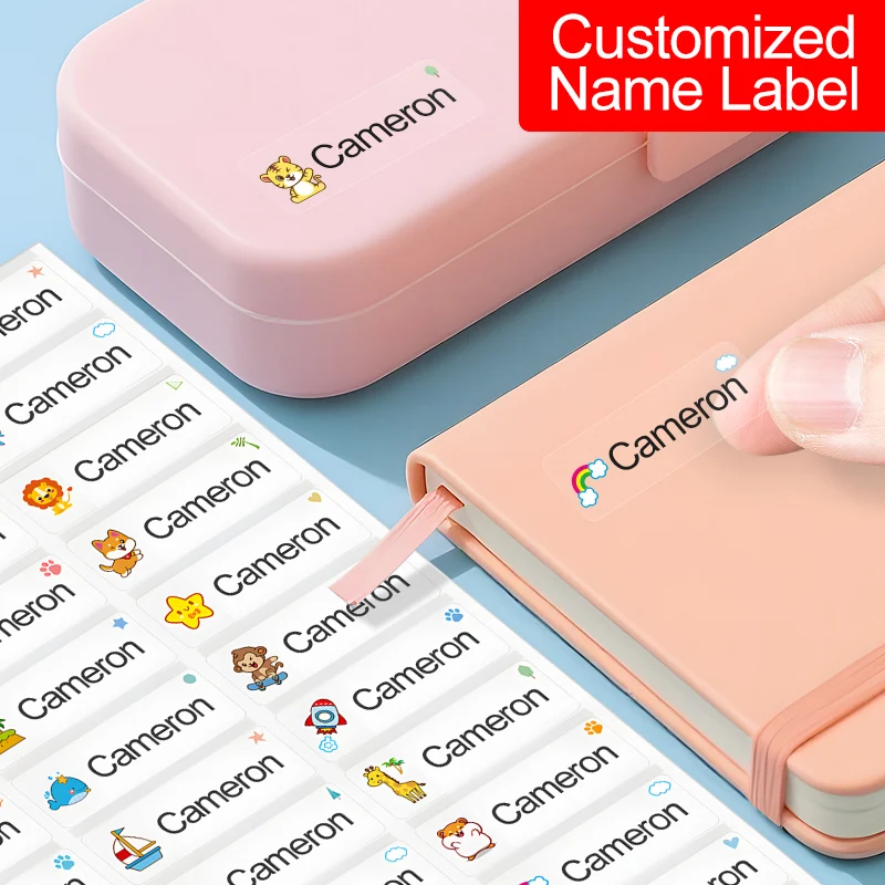 ‌Personalized Transparent Name Stickers Custom - Waterproof Name Tags for School Supplies, Water Bottles & Kids Crafts‌