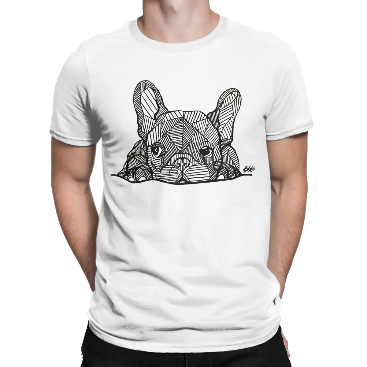 French Bulldog Puppy Men T Shirts Dog Love Casual Tee Shirt Short Sleeve Crew Neck T-Shirt Pure Cotton Plus Size Clothes