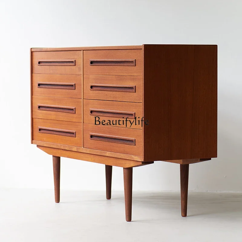 

LJY*Eight bucket cabinet Nordic Danish cherry wood solid wood drawer storage custom replica