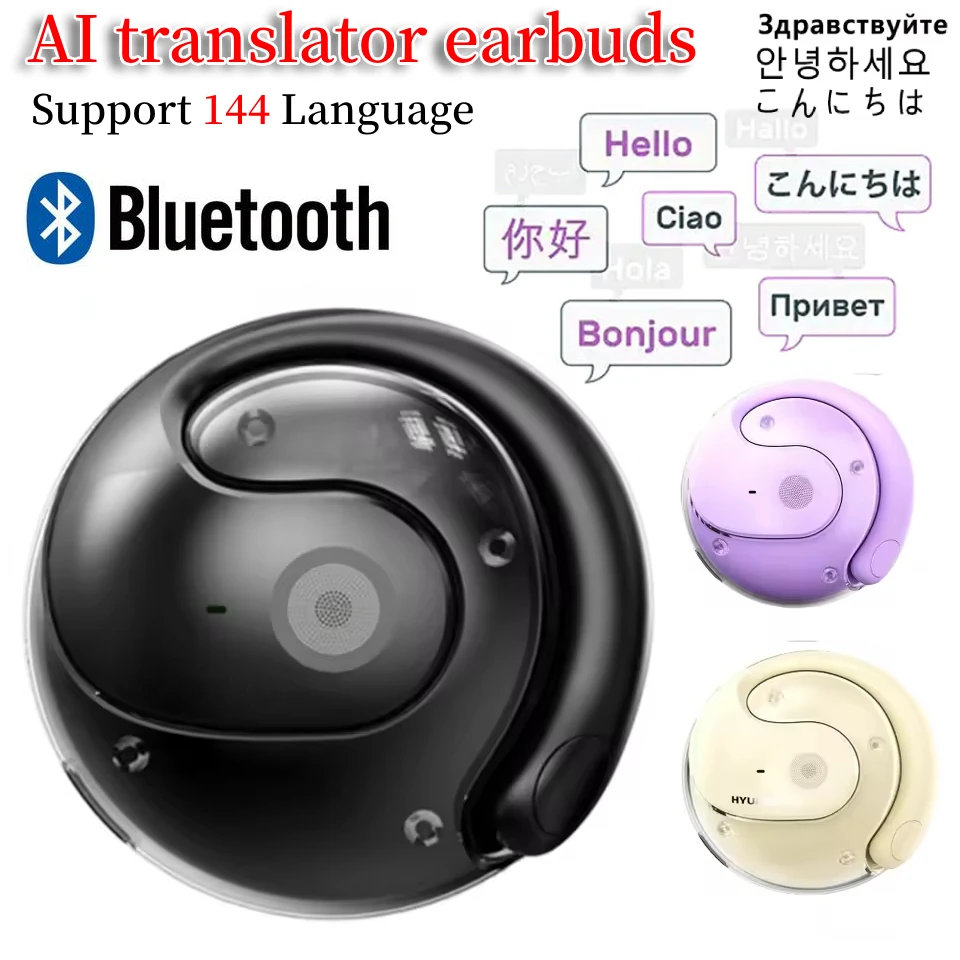 AI Translator Earbuds Wireless Bluetooth Real-Time Translators Headphones 144 Languages Voice translators for Business Travel