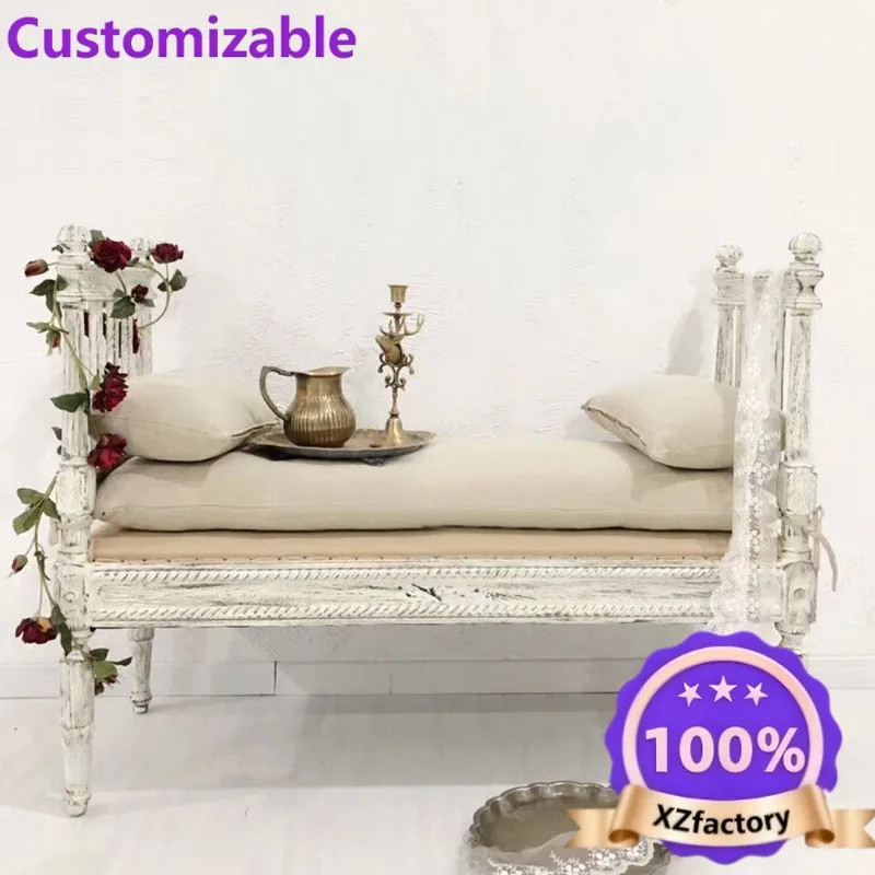 Factory Direct 2026 Top RatedSolid wood sofa changing stool bedside stool furniture oak fabric engraving studio