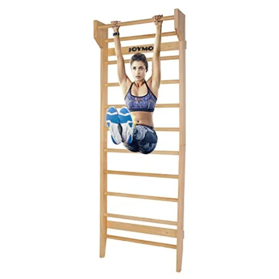 Gymnastics Wood Stall Bar, Multi-use Swedish Ladder Wall Mounted Pull Up Bar for Physical Therapy, Stretching Exercises, Indoor