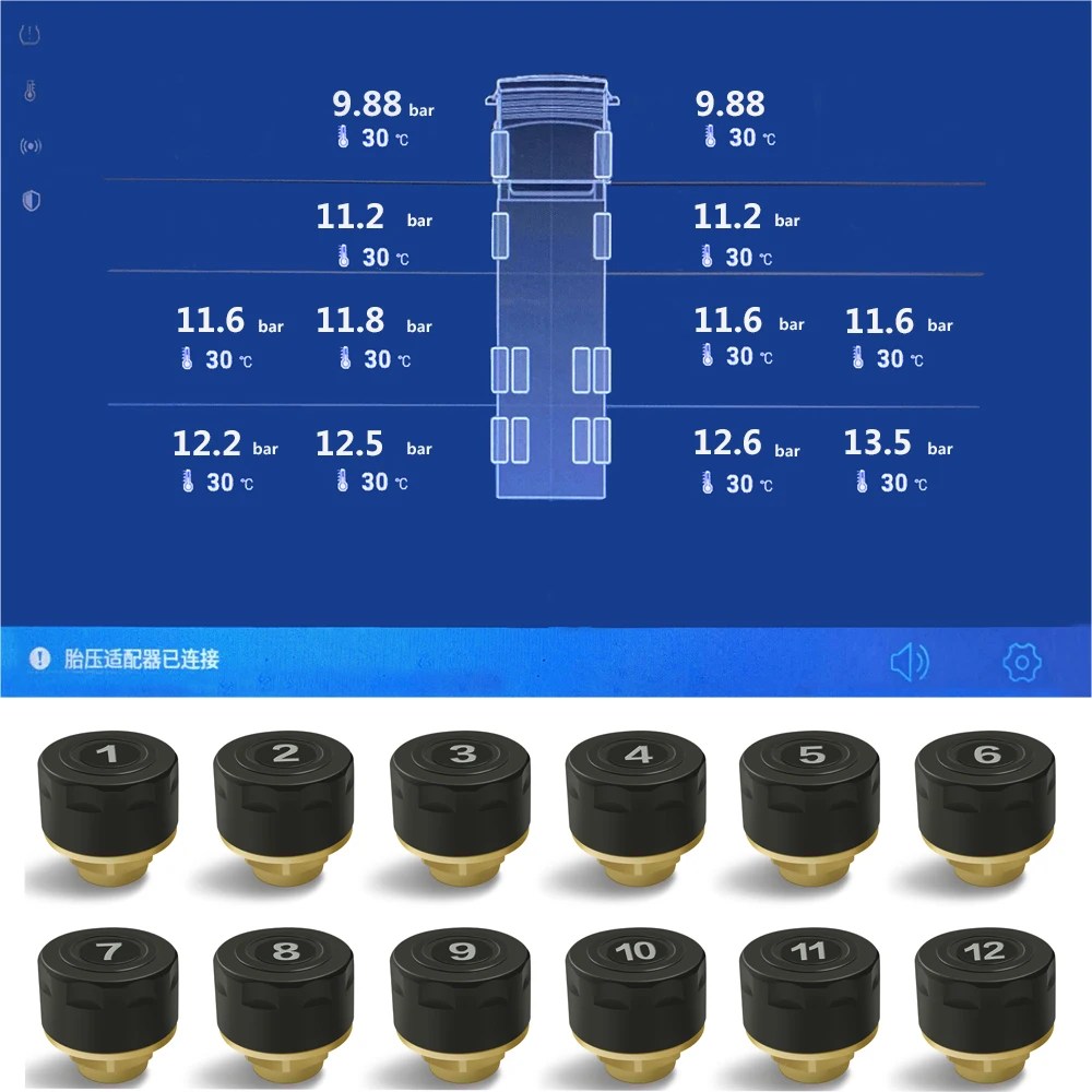 

USB Android Car 6 8 12 Wheel TPMS for Car Radio DVD Player Tire Pressure Monitoring System Spare Tyre Internal External Sensor