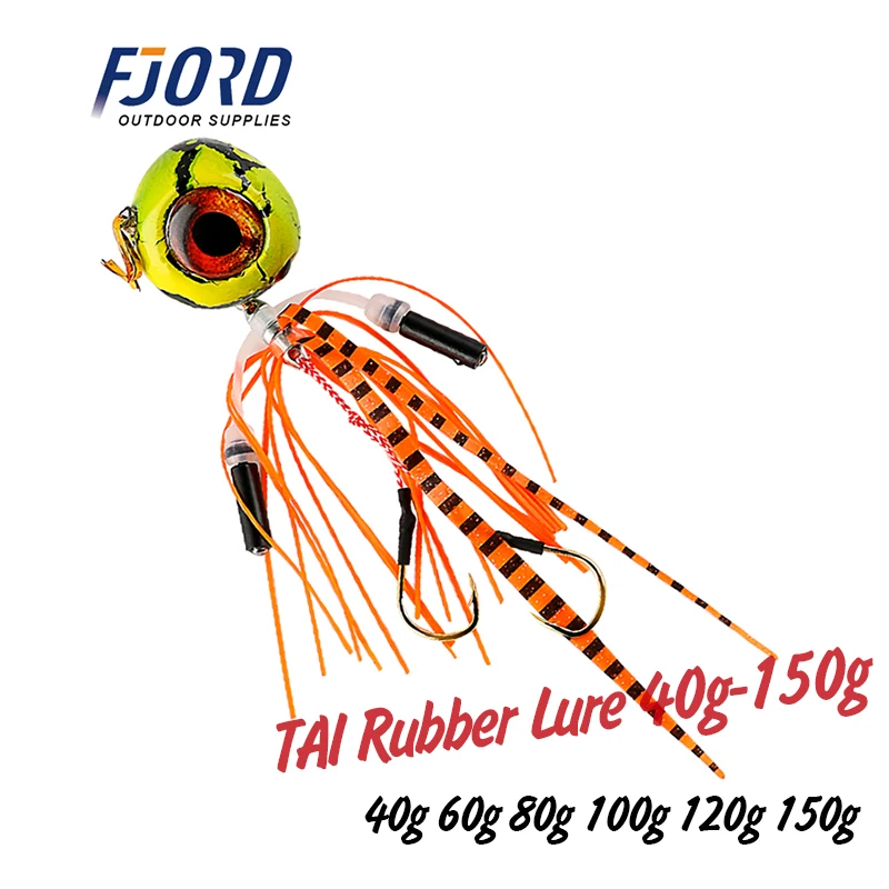 

FJORD Lead Head Tail Rubber With Skirt Fishing Lure 60g 80g 100g 120g 150g Carp 3D Eyes Jig Boat Fishing Artificial Baits Tackle