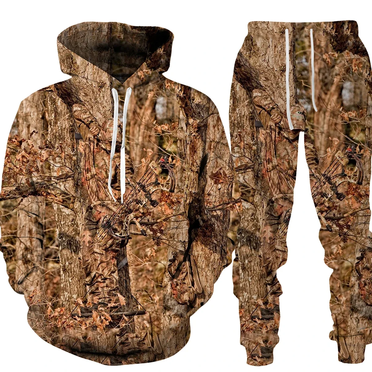 Sudaderas con capucha de camuflaje para hombre, trajes de caza de plantas con estampado 3D de animales, chándal/pantalones, jersey de manga larga de gran tamaño, superventas, Otoño Invierno