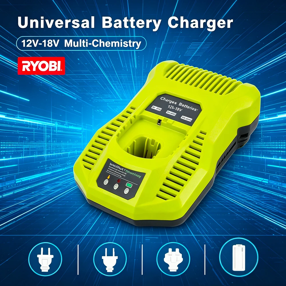 

100% New P117 Battery Charger for Ryobi 12V 14.4V 18V ONE+ Li-ion NiCd NiMH, For P100 P102 P103 P105 P107 P108 P118 1400670, 3A