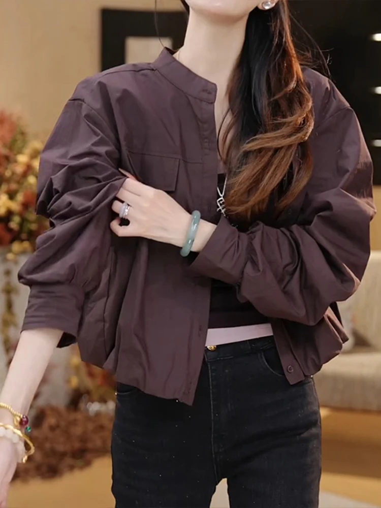 Modisches Amerikanisches Ort Jaet Damen Frühling Herbst 2026 Neues Gefaltetes Sport-Sleeve-Oberteil Locker Sitzend Koreanischer Stil