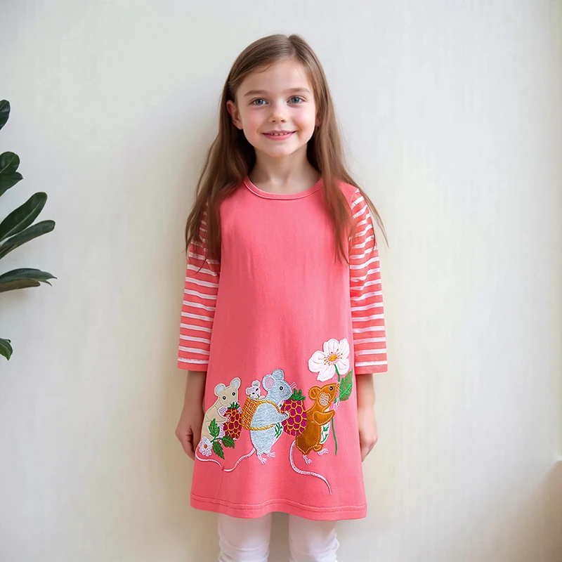 Little Maven Kinder Langarm Kostüme Tier Maus Mädchen Party Kleid Herbst Frühling Kinder Casual Kleid für Kleidung