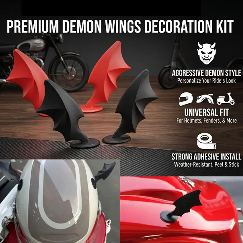 Creepy Devil Wings Helmet Decoration for Motorcycle & Electric Scooter, Cool Demon Accessory for Bike Helmets, Perfect for Party