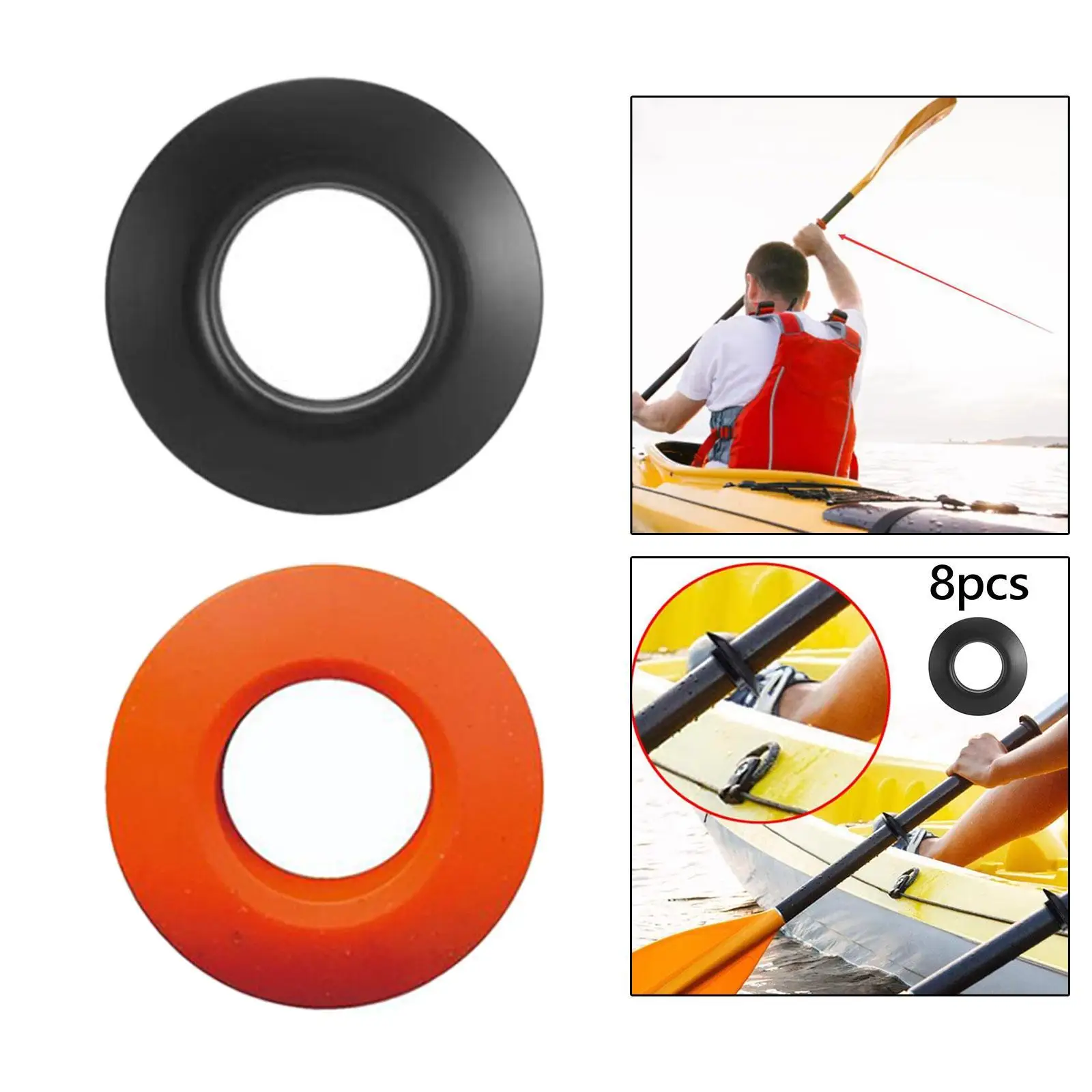 8x Kayak Paddle Drip Rings Easy to Install Kayak Oar Drip Rings Splash Guards Paddle Protection for Rafting Canoe Boating Kayak