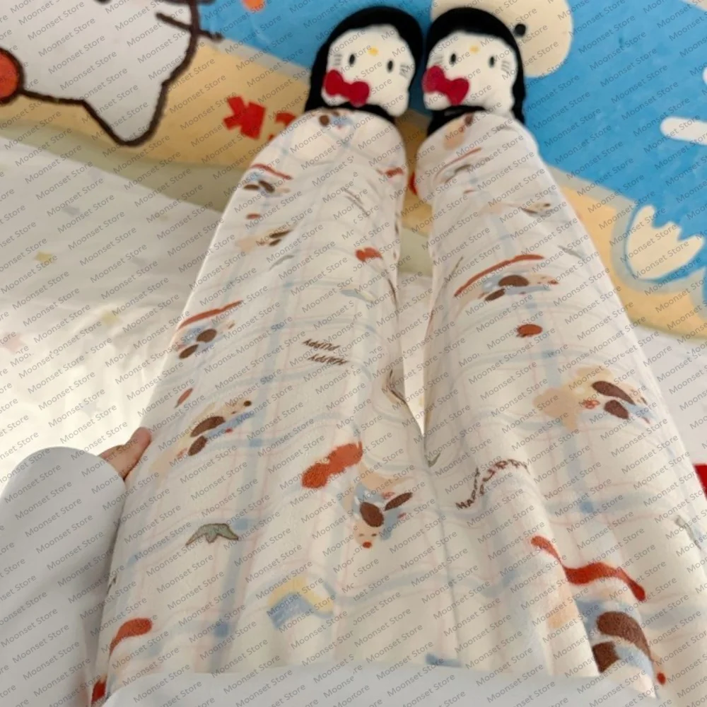 

New Autumn winter flannel women's warm trousers for Dachshund walking straight-leg casual home pants It can be worn outside