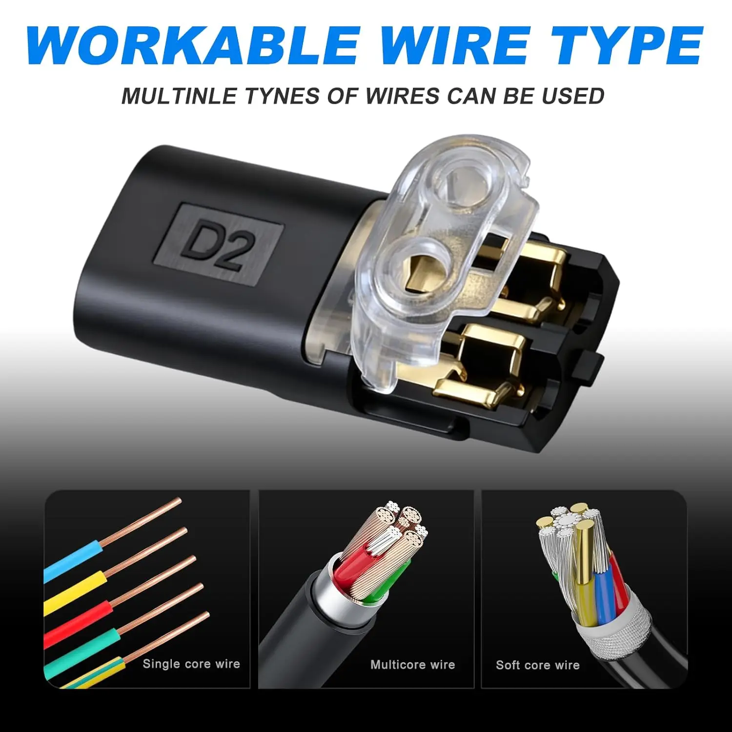 50/1pcs Double-Wire Plug-in Connector with Locking Buckle Pluggable LED Wire Connector 2 Pin 2 Way Universal Compact Wire image 4