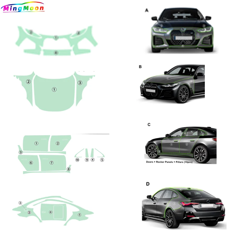 TPU PPF Paint Protection Film Side Car Rearview Mirror Cover Headlight Special Transparent Accessories for BMW i4 g26 2022 2023