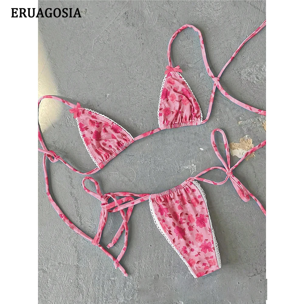 

Новинка 2026: Сексуальное женское бикини с высокой талией и вырезами по бокам, микро-цветочный принт, летний пляжный купальник, бразильские бикини-комплекты