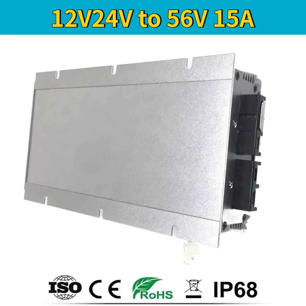 DC/DC 12V24V Step Up to 56V 15A Lead-Acid Chargers Boost Automotive Battery Chargers(12V24V-56V15ACharger) for Cars Solar
