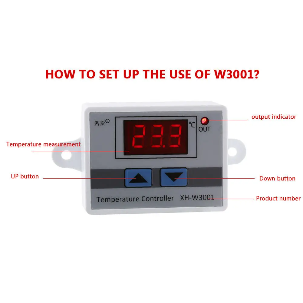 W3001 Digital Control Temperature Microcomputer Thermostat Switch Thermometer New Thermo Regulator 12/24/220V Home Tool