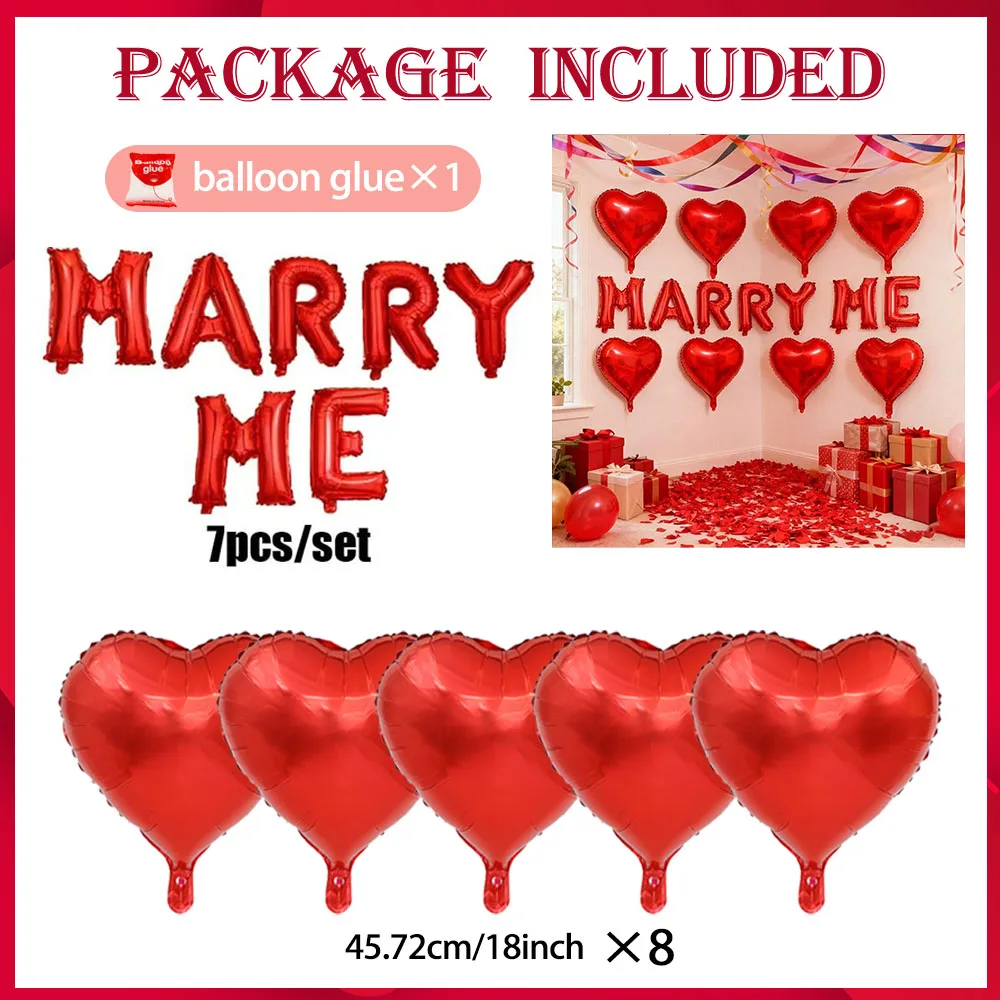 MARRY ME Ballon- und Herzförmiges Ballon-Set, Dekorationsballons für Heiratsanträge, Hochzeiten und romantische Szenen – Detail 4