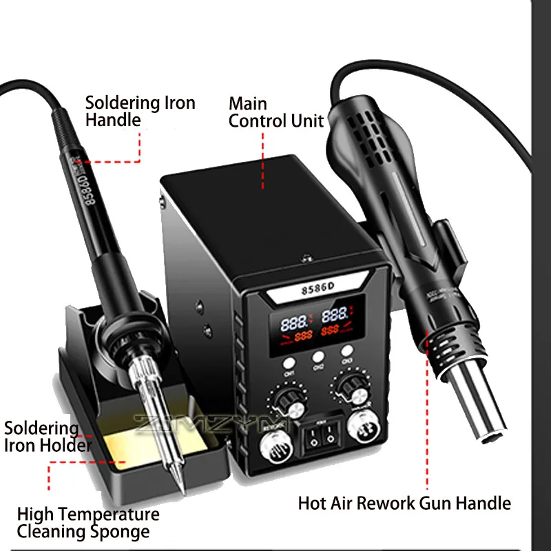 2 in 1 Hot Air Rework Station Digital Soldering Station ESD Safe SMD Desoldering Welding Tool Kit for PCB Phone Repair 110V/220V - view 4