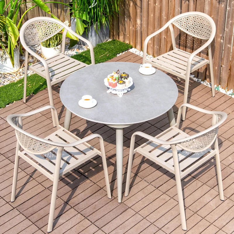 

All Aluminum Bistro Chair with Armrests Backrest Metal Outdoor Chair Weatherproof Patio Chair for Garden Backyard Balcony