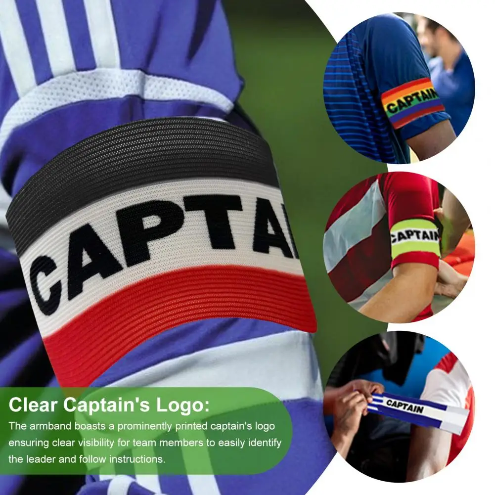 กัปตันปลอกแขนสายรัดเทปโลโก้พิมพ์สายรัดแขนยืดหยุ่นคุณภาพระดับพรีเมียมผู้นำทีมฟุตบอลรักบี้บาสเก็ตบอล