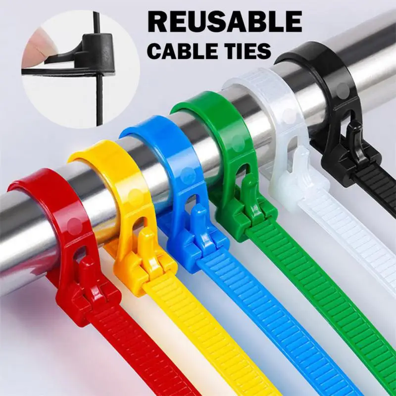 200/100Pcs Nylon Cable Ties Adjustable Self-locking Cord Ties Straps Fastening Loop Reusable Plastic Wire Ties For Home Office