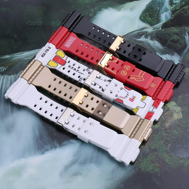 16mm Men Silicone Watchband for Casio GA-100 110 140 150 700 GB GD-120 GAX-100 GLS-100 replacement resin Shiny surface wristband