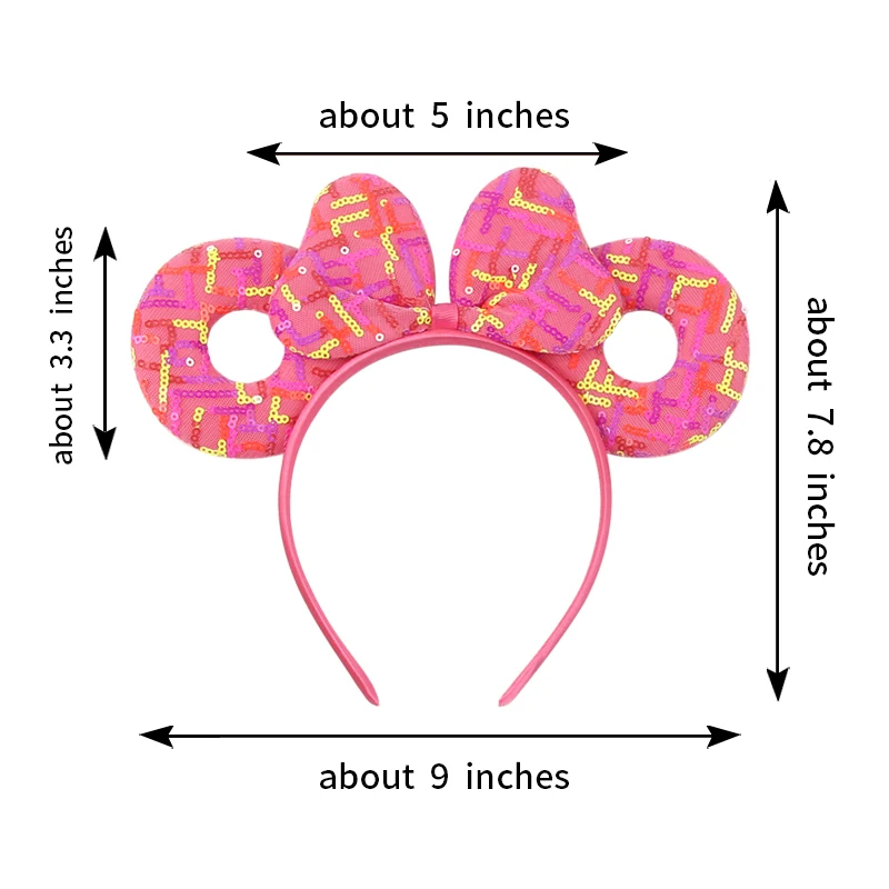 New Classical Disney Sweet Donut Mouse Ears Headwear Sequins 5"Bow Hairband Girls Featival Party Women DIY Hair Accessories view 4