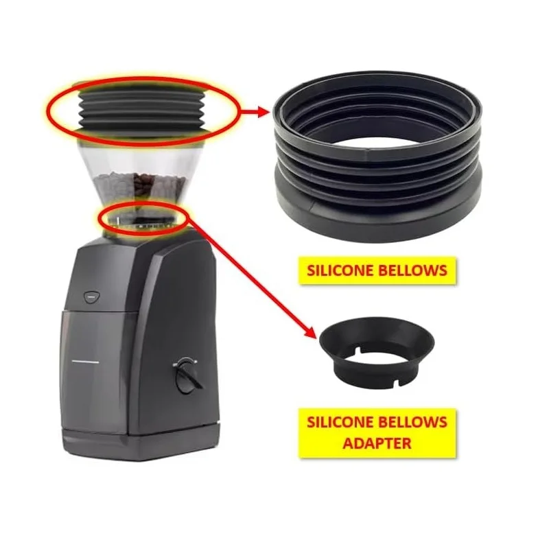 Food Grade Silicone Bellows Dose Hopper with Gasket for Baratza Encore/ESP/Virtuosa+, Zero Retention Coffee Grinder Accessory
